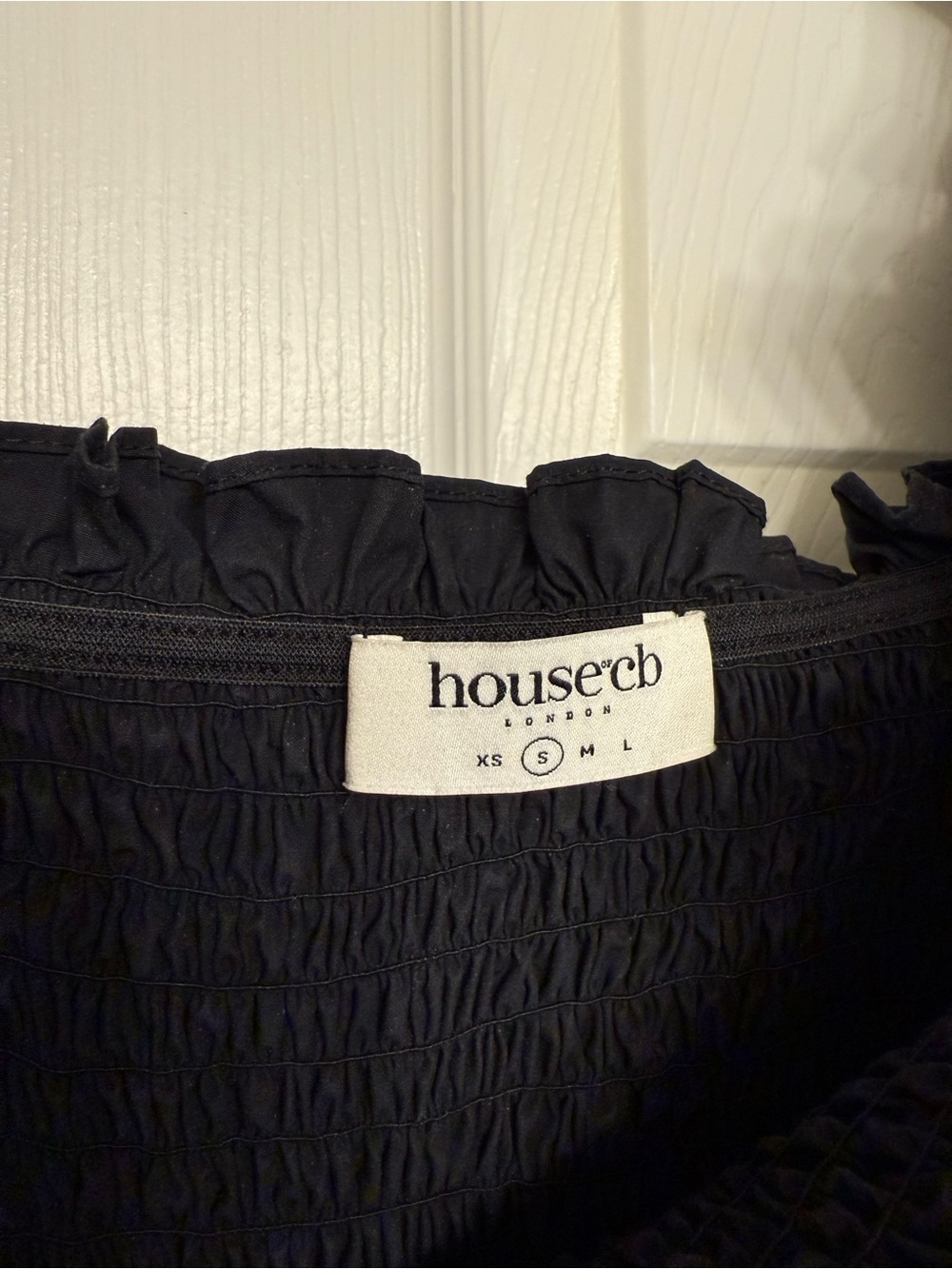 HOUSE OF CB Silvana Black Smocked Cotton Puff Sleeve Midi Dress Cottagecore - Picture 3 of 4